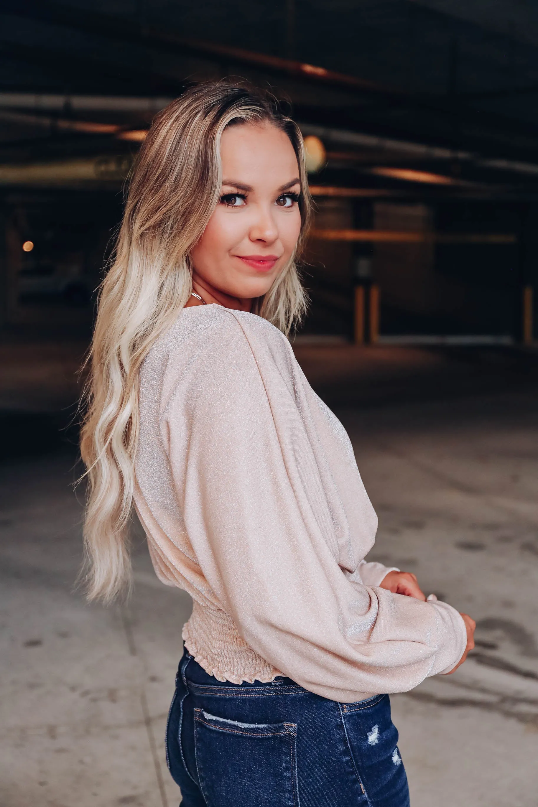 Soulful Shimmer Smocked Crop Top