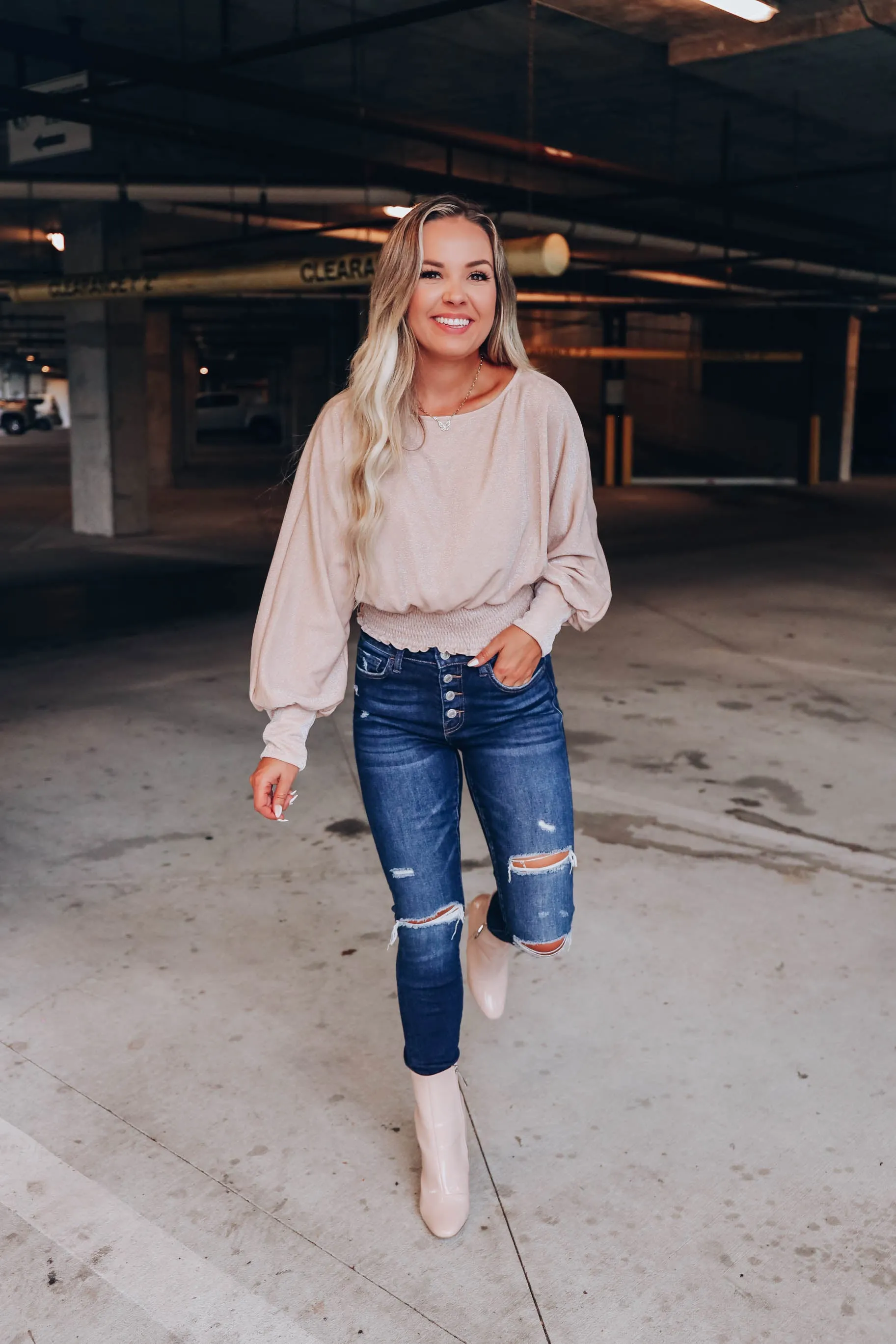 Soulful Shimmer Smocked Crop Top