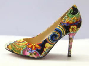 Spring Shallow High Heel Women's Shoes National Wind Retro Pointed Flowers Small Single Shoes