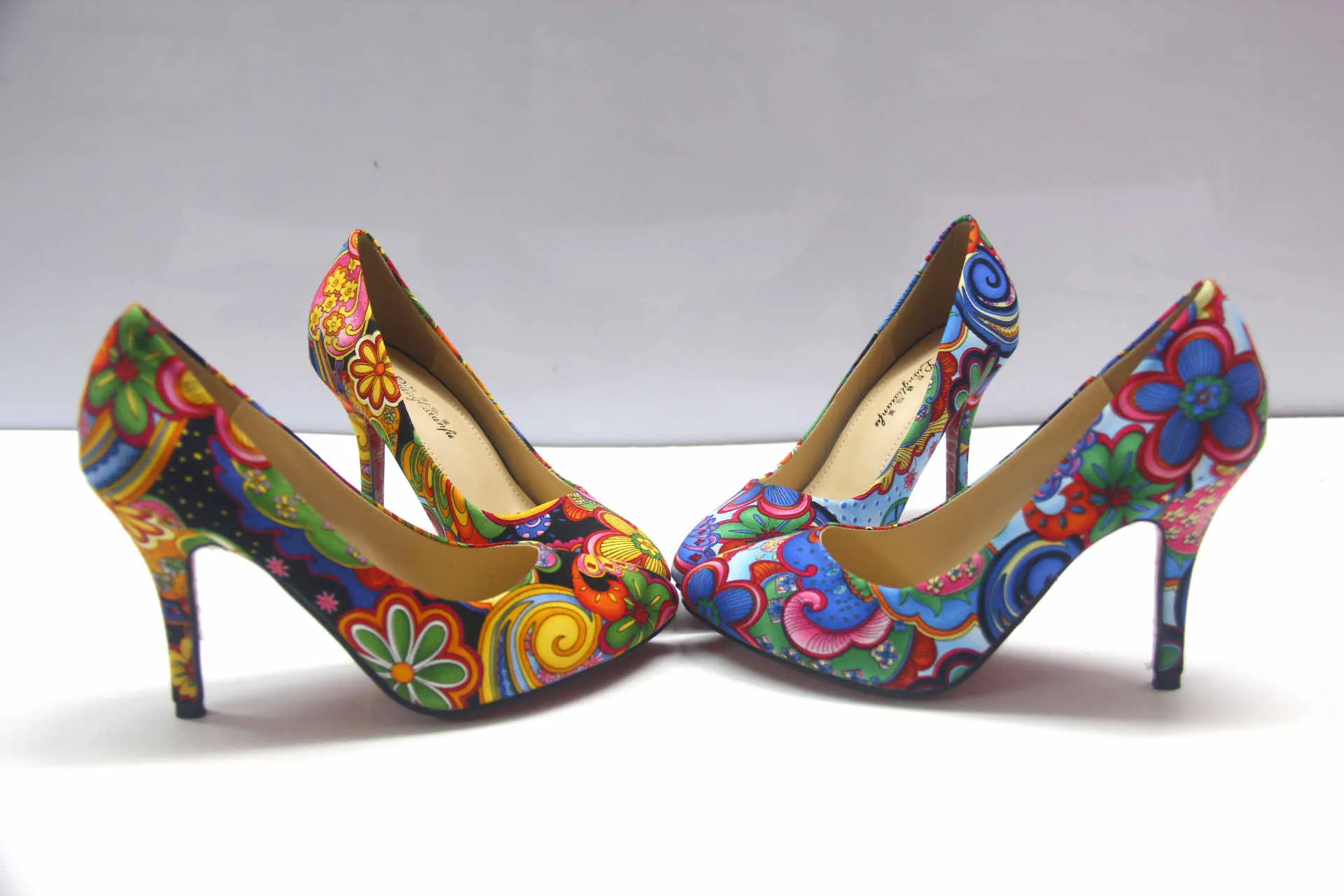 Spring Shallow High Heel Women's Shoes National Wind Retro Pointed Flowers Small Single Shoes