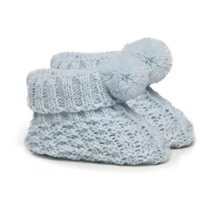 Starlight Knitted Pom Booties - Blue