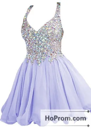 Straps Crystal Mini V-Neck Prom Dresses Homecoming Dresses