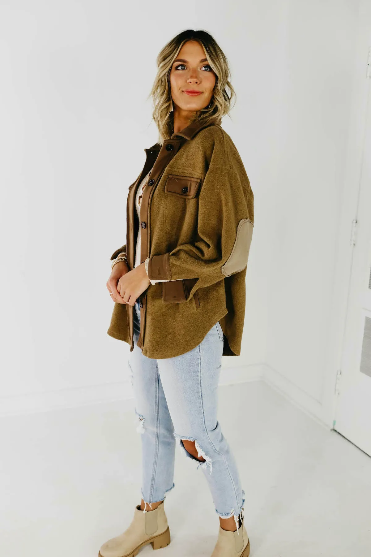 The Bryce Fleece Shacket - Latte
