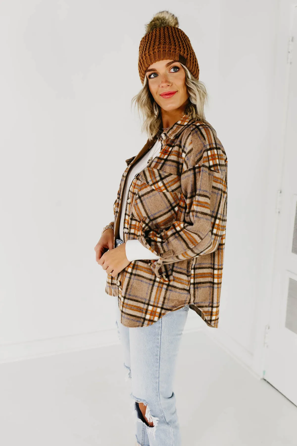 The Charlee Plaid Shacket - Mocha