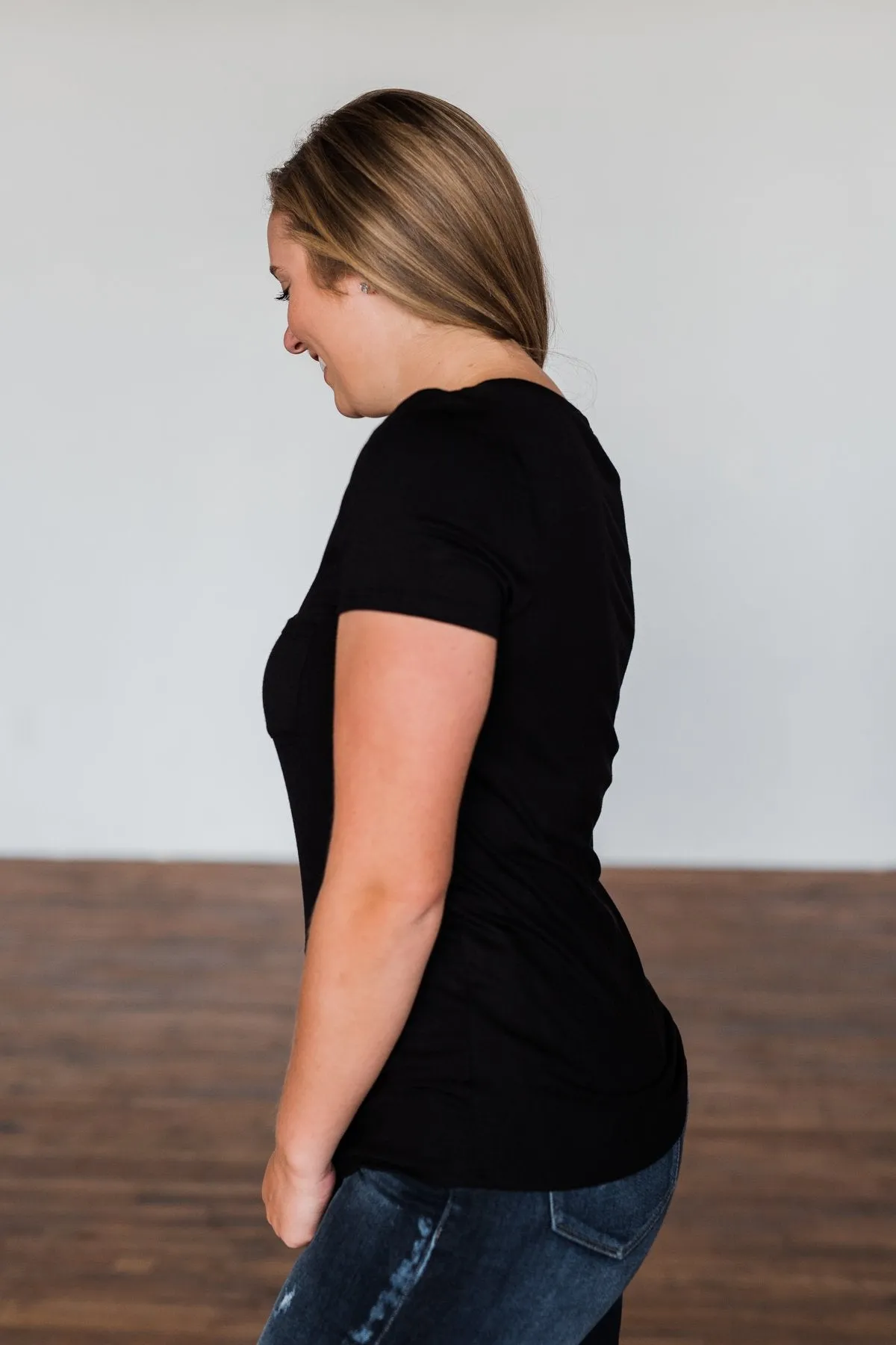 This Is Me Notch Pocket Top- Black
