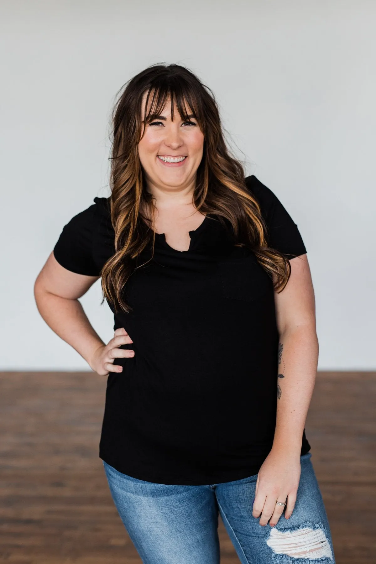 This Is Me Notch Pocket Top- Black