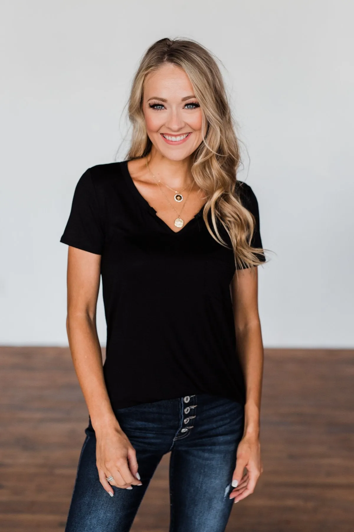 This Is Me Notch Pocket Top- Black
