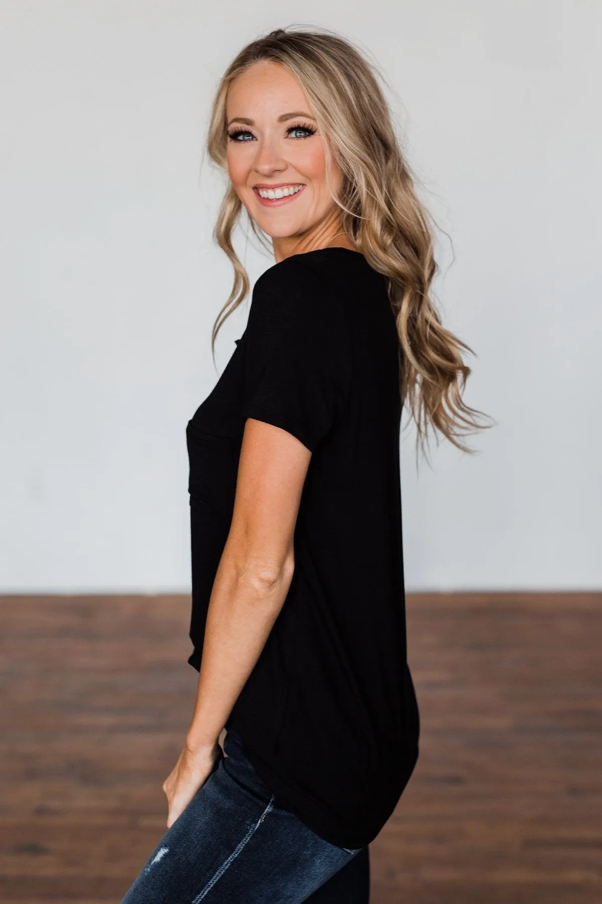 This Is Me Notch Pocket Top- Black