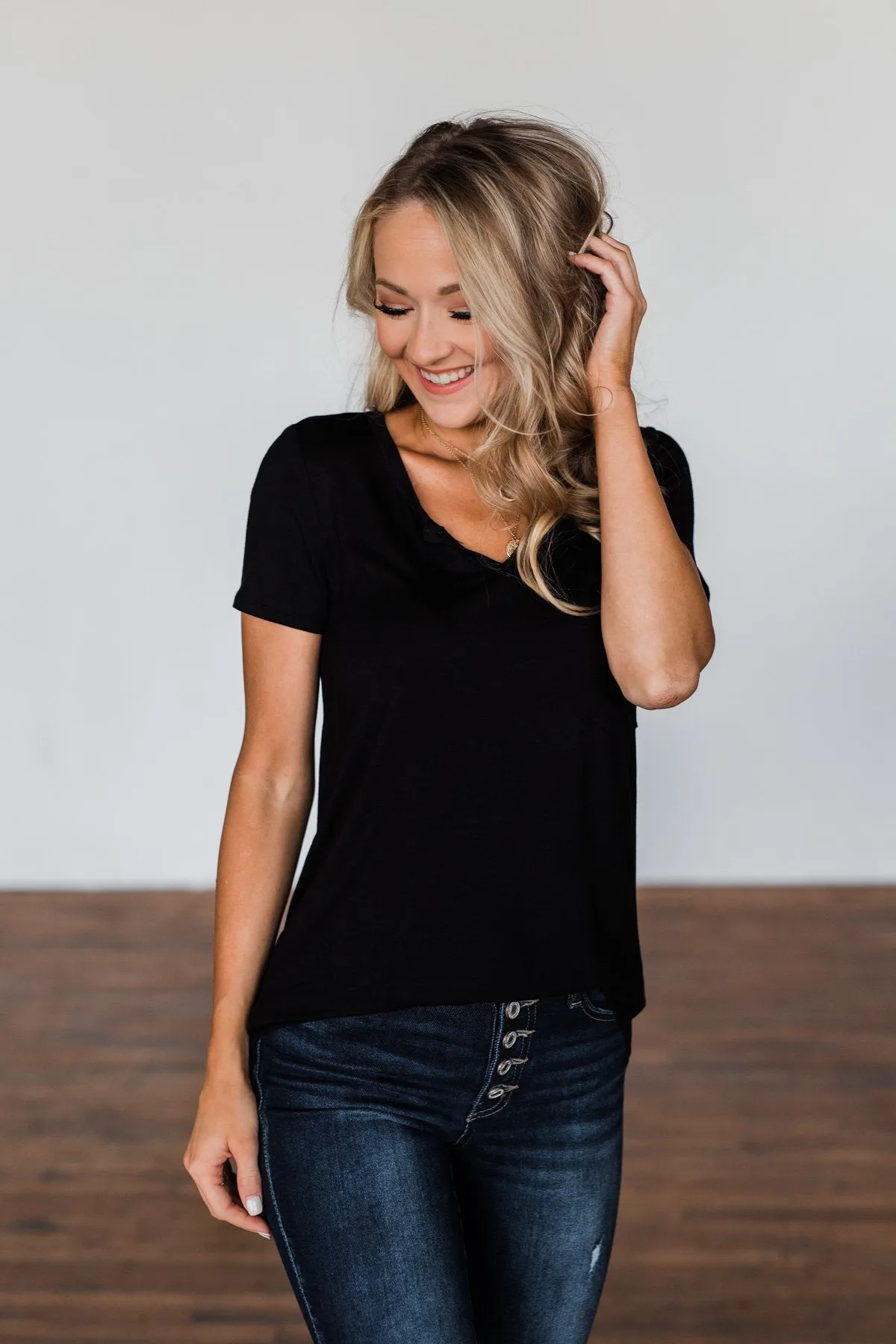 This Is Me Notch Pocket Top- Black