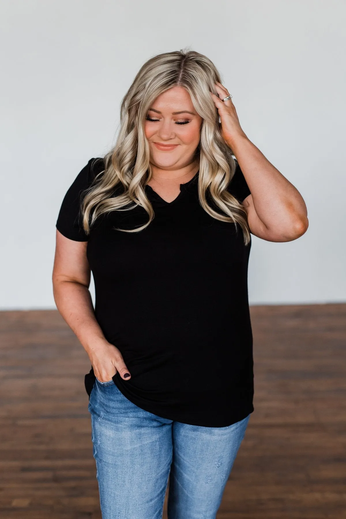 This Is Me Notch Pocket Top- Black