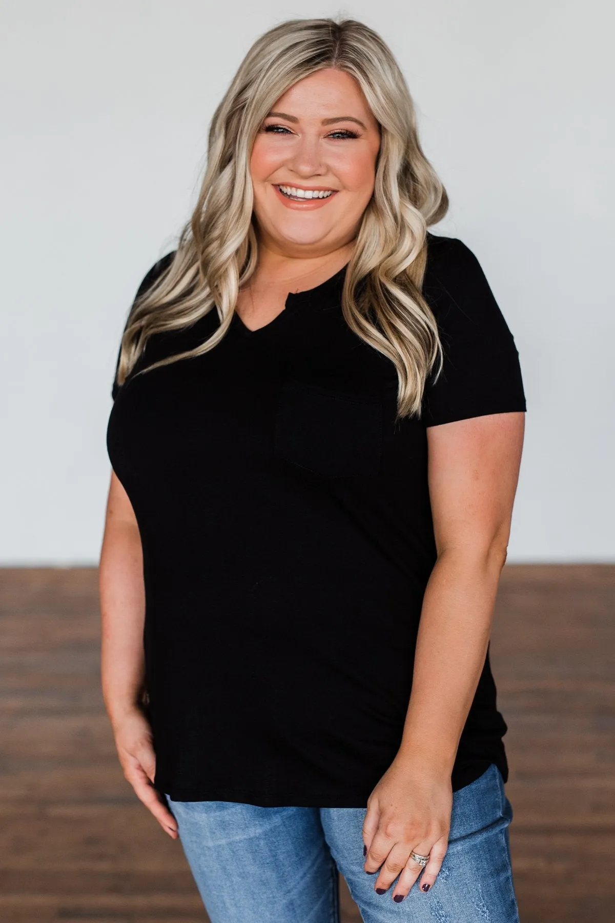 This Is Me Notch Pocket Top- Black