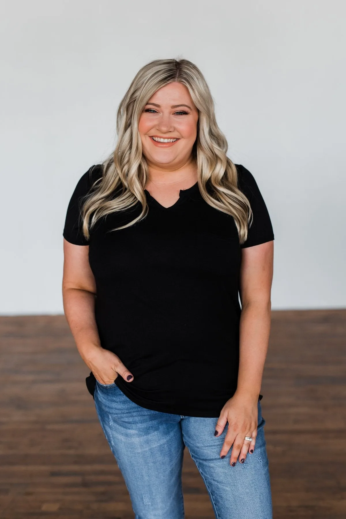 This Is Me Notch Pocket Top- Black