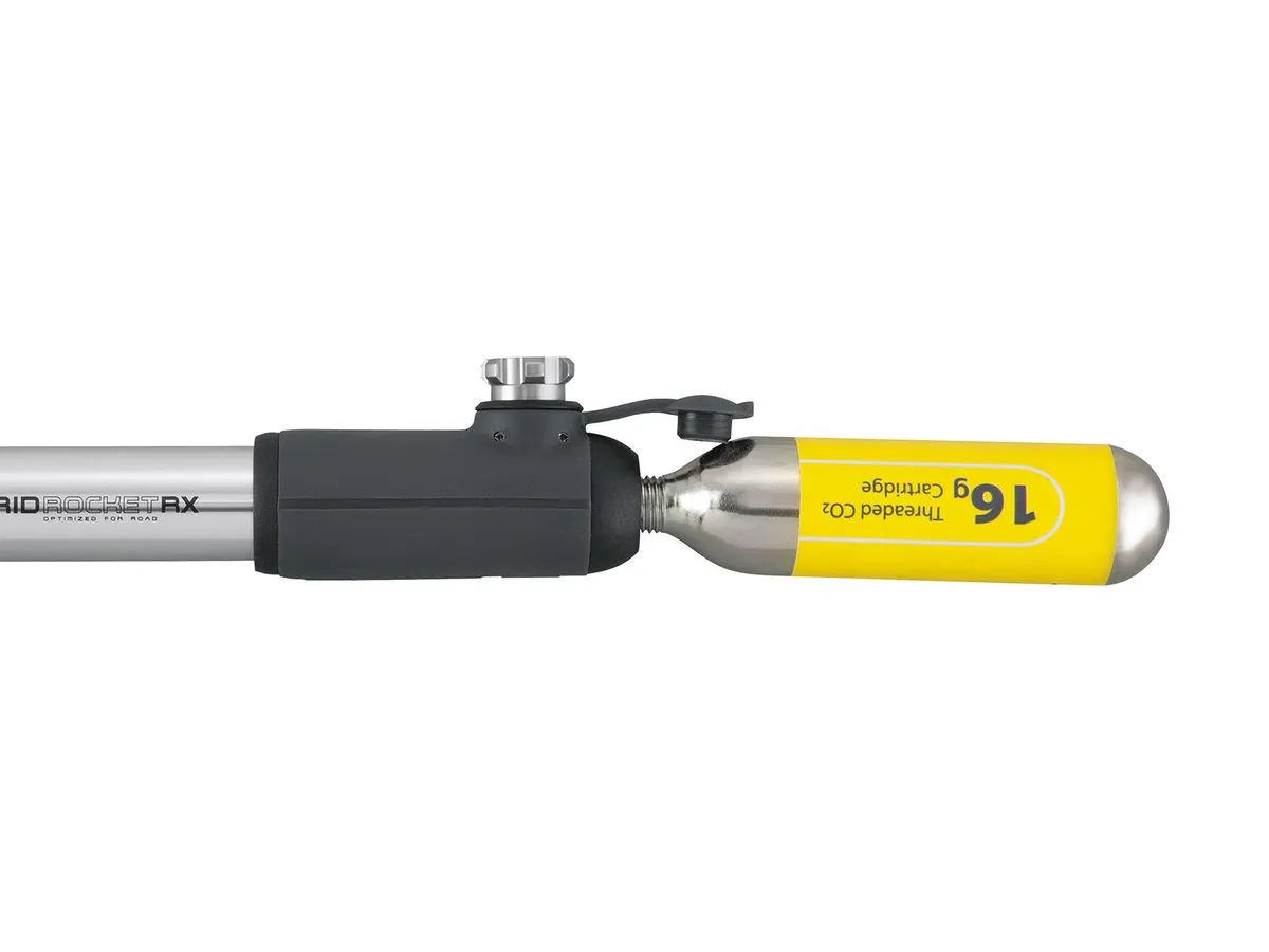 Topeak Mini Pump HybridRocket RX Silver   1x Threaded CO2 Cartridge