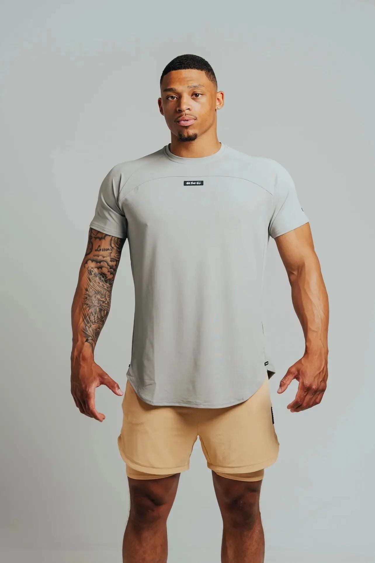Total War Ai1 “Give Your All” Short Sleeve - Ghost Grey
