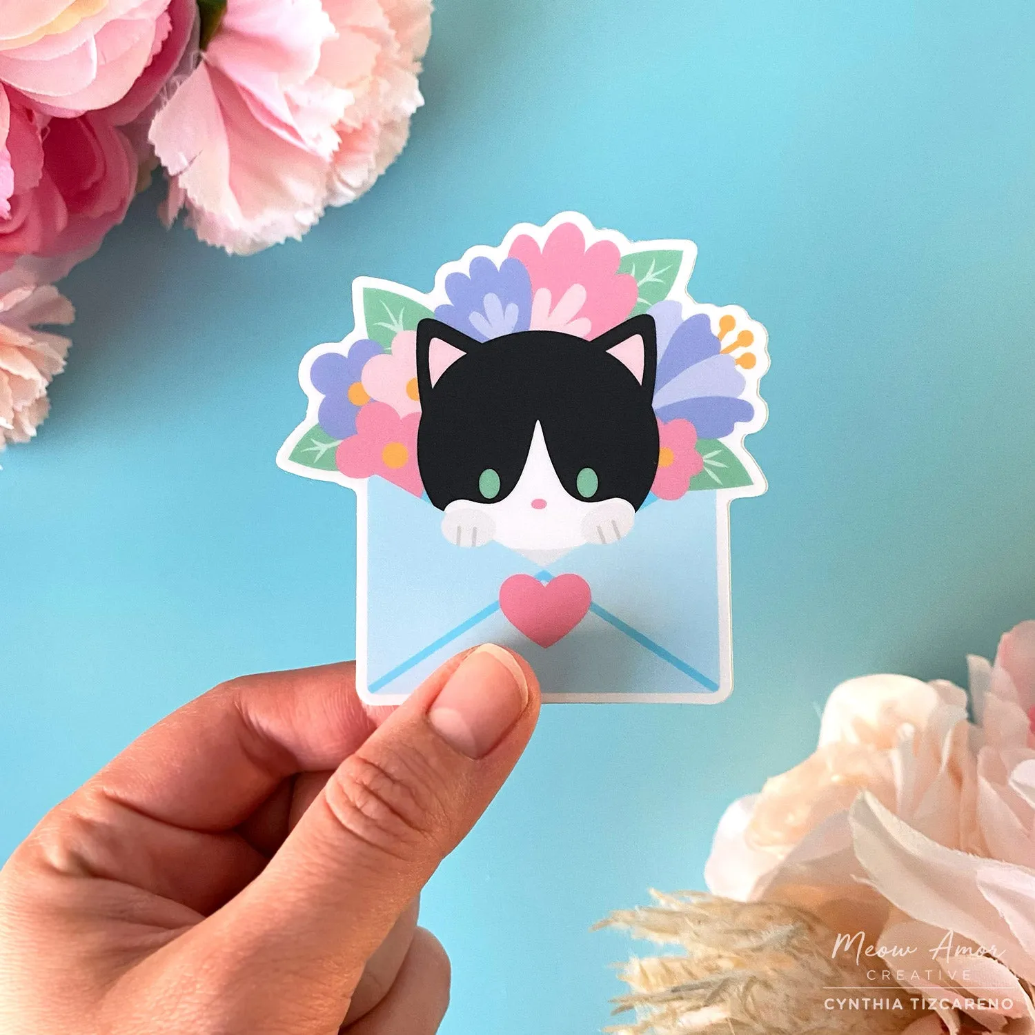 Tuxedo Cat Mail Vinyl Sticker