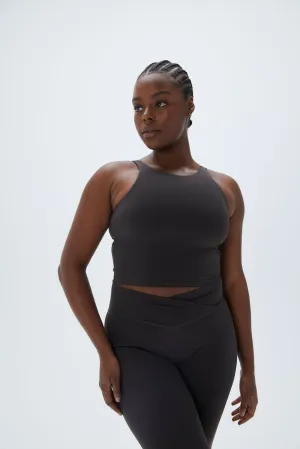 Ultimate Racer Front Scoop Back Top - Coffee Bean
