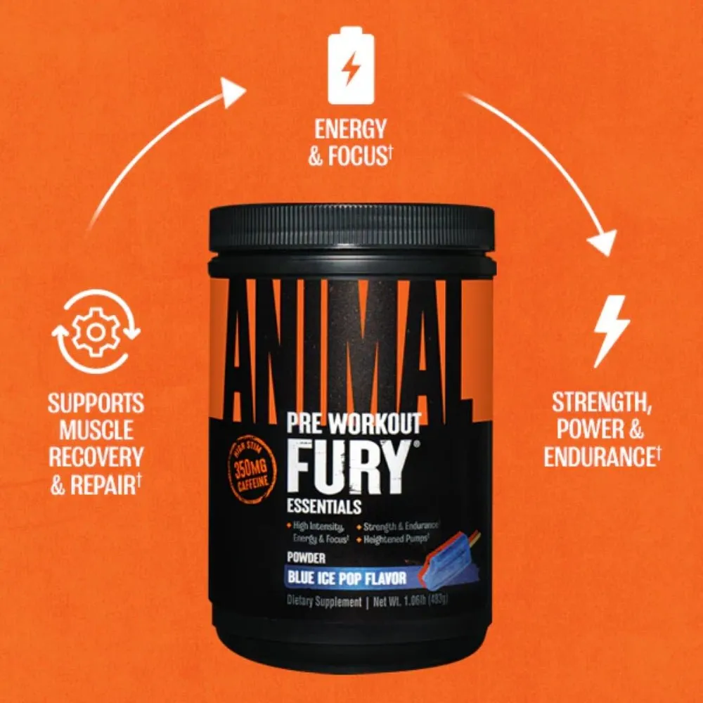 Universal Animal Fury Pre-Workout 20srv (350mg Caffeine, BCAAs, Citrulline, Beta Alanine)