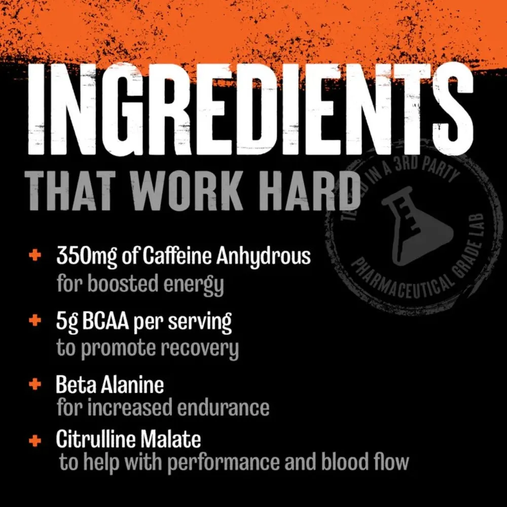 Universal Animal Fury Pre-Workout 20srv (350mg Caffeine, BCAAs, Citrulline, Beta Alanine)