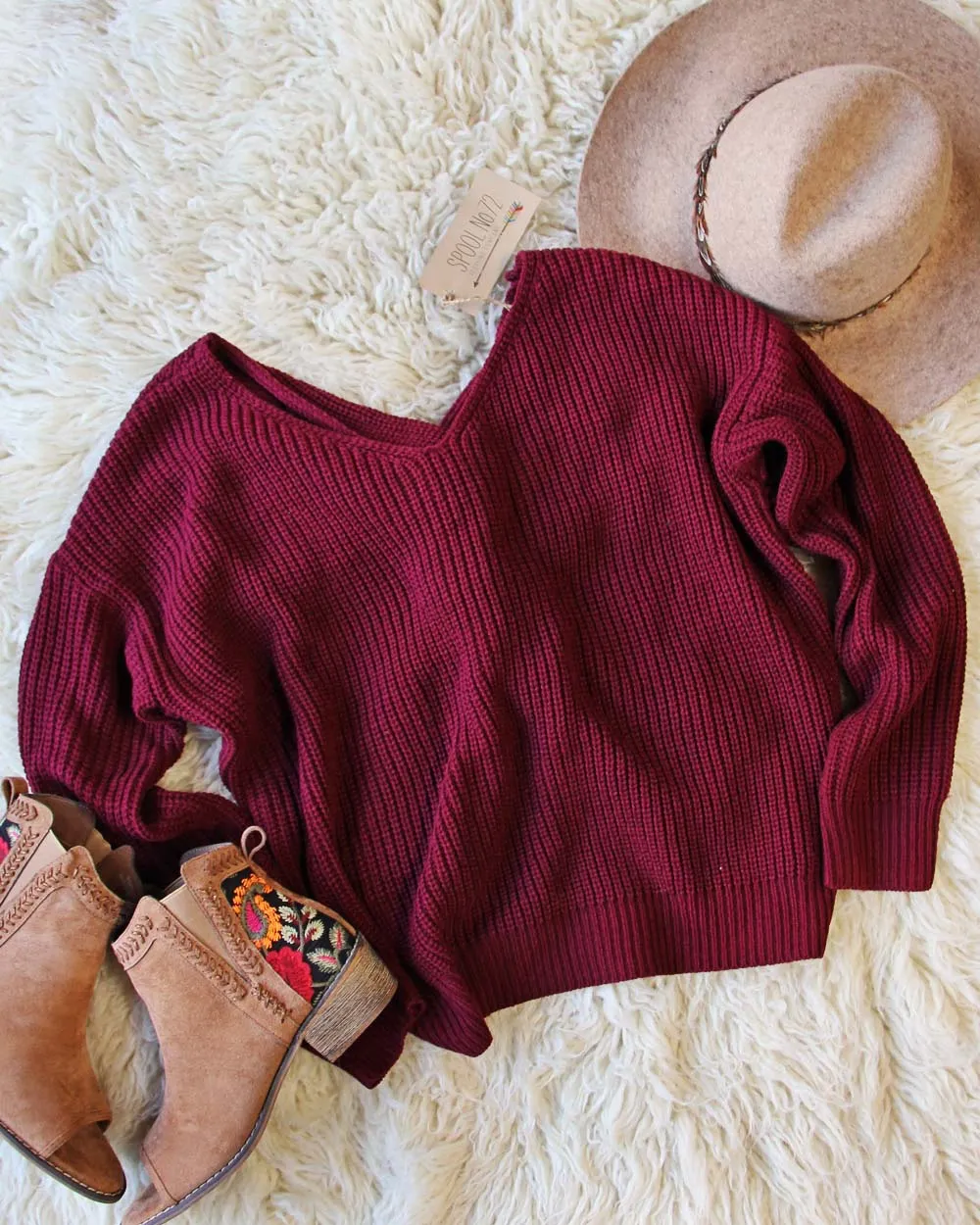 Venice Pearl Sweater in Merlot