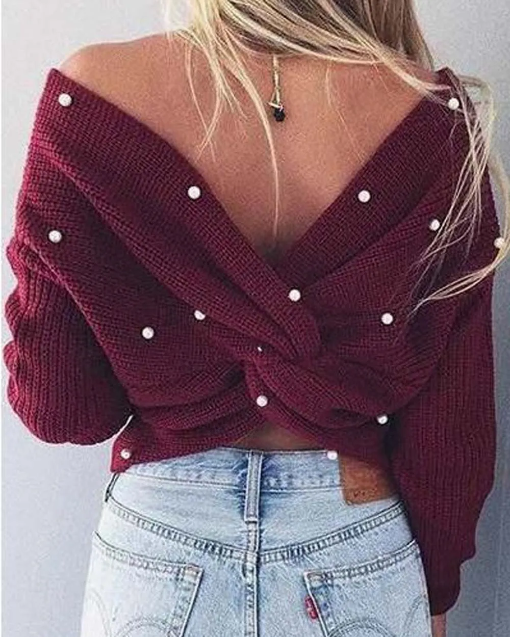 Venice Pearl Sweater in Merlot