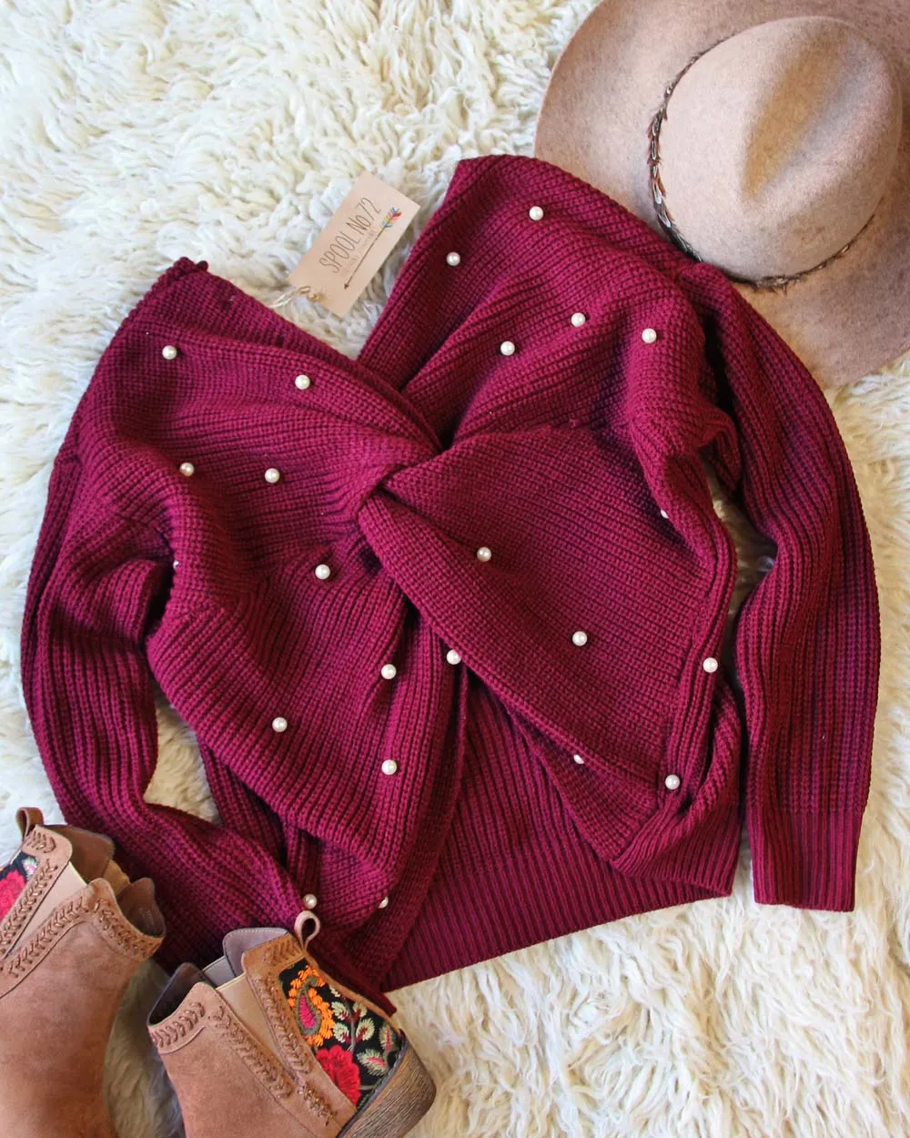 Venice Pearl Sweater in Merlot