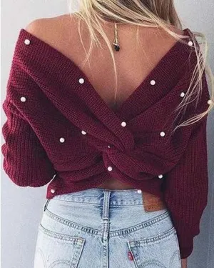 Venice Pearl Sweater in Merlot