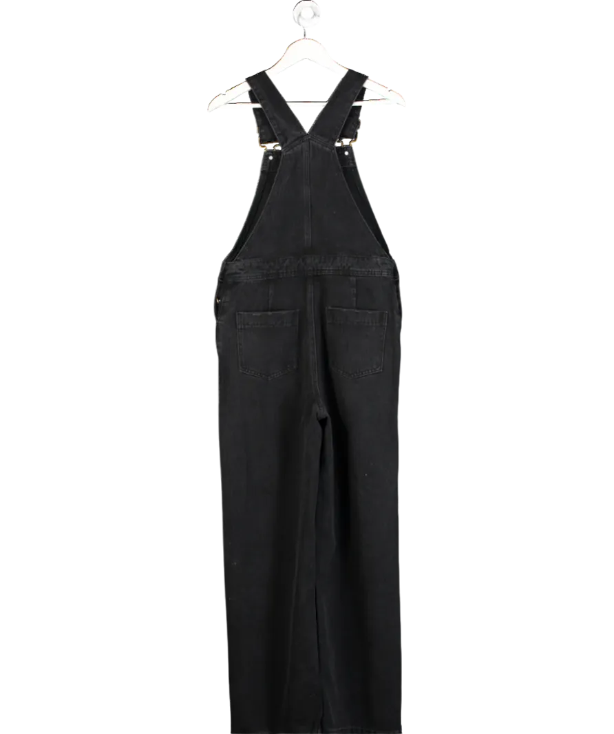 Warehouse Black Front Pocket Denim Dungarees UK 8