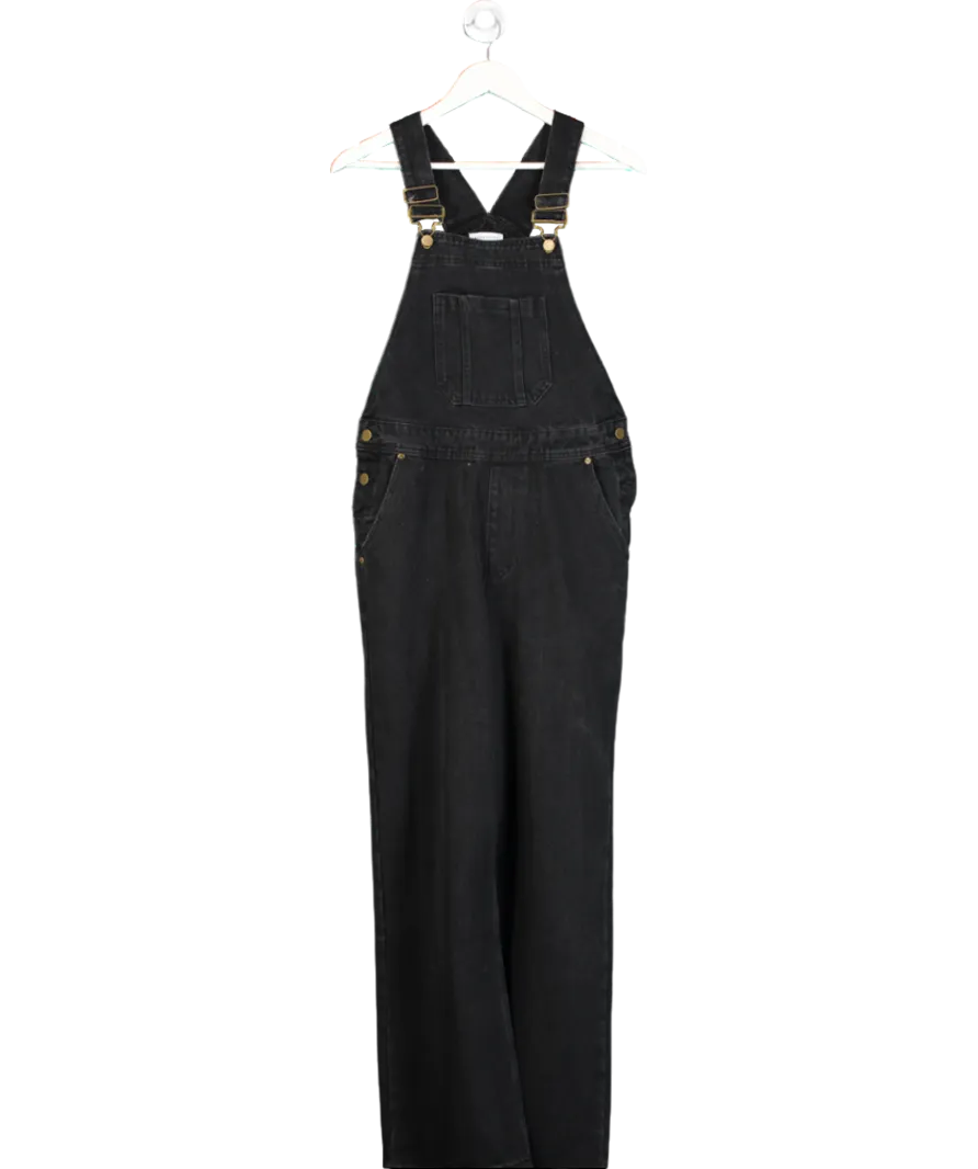 Warehouse Black Front Pocket Denim Dungarees UK 8