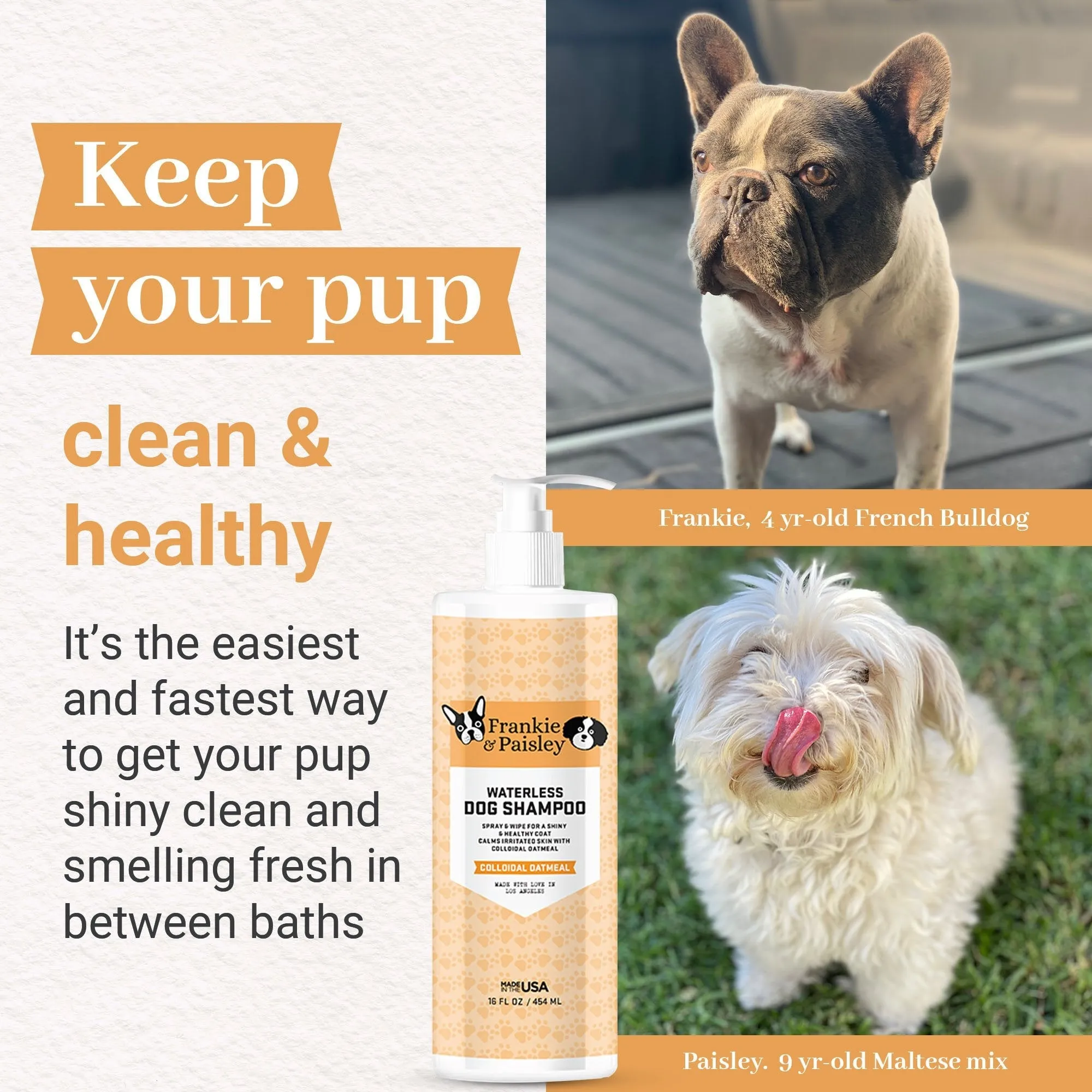 Waterless Dog Shampoo - Colloidal Oatmeal - 16oz