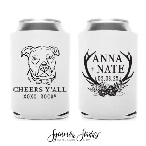 Wedding Can Cooler #237R - Custom Pet Illustration