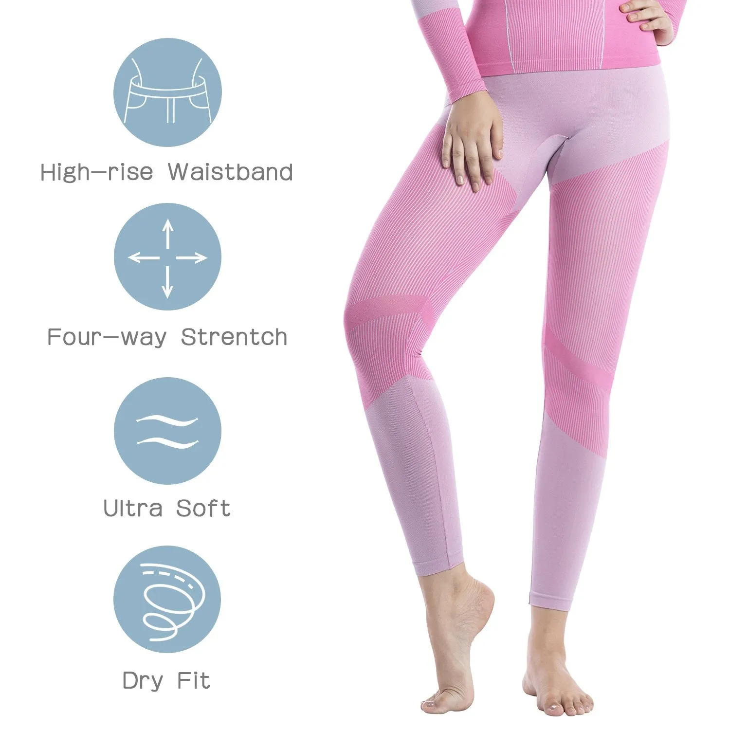 Women's High Waist Yoga Pants Seamless Ombre Workout Gym Running Leggings Naked Feeling