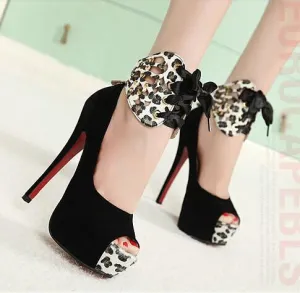 Womens Horsehair Ankle Pumps