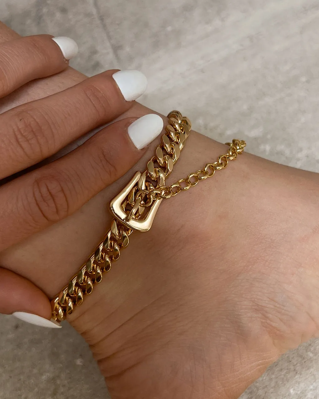Woven Buckle Anklet- Silver