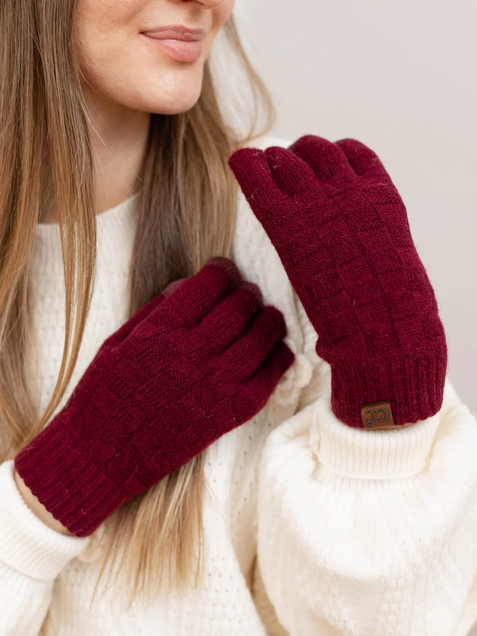 Woven Checkered Texture Gloves