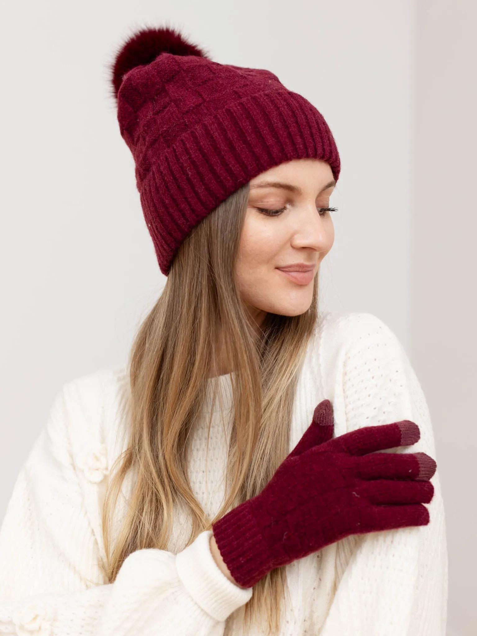 Woven Checkered Texture Gloves