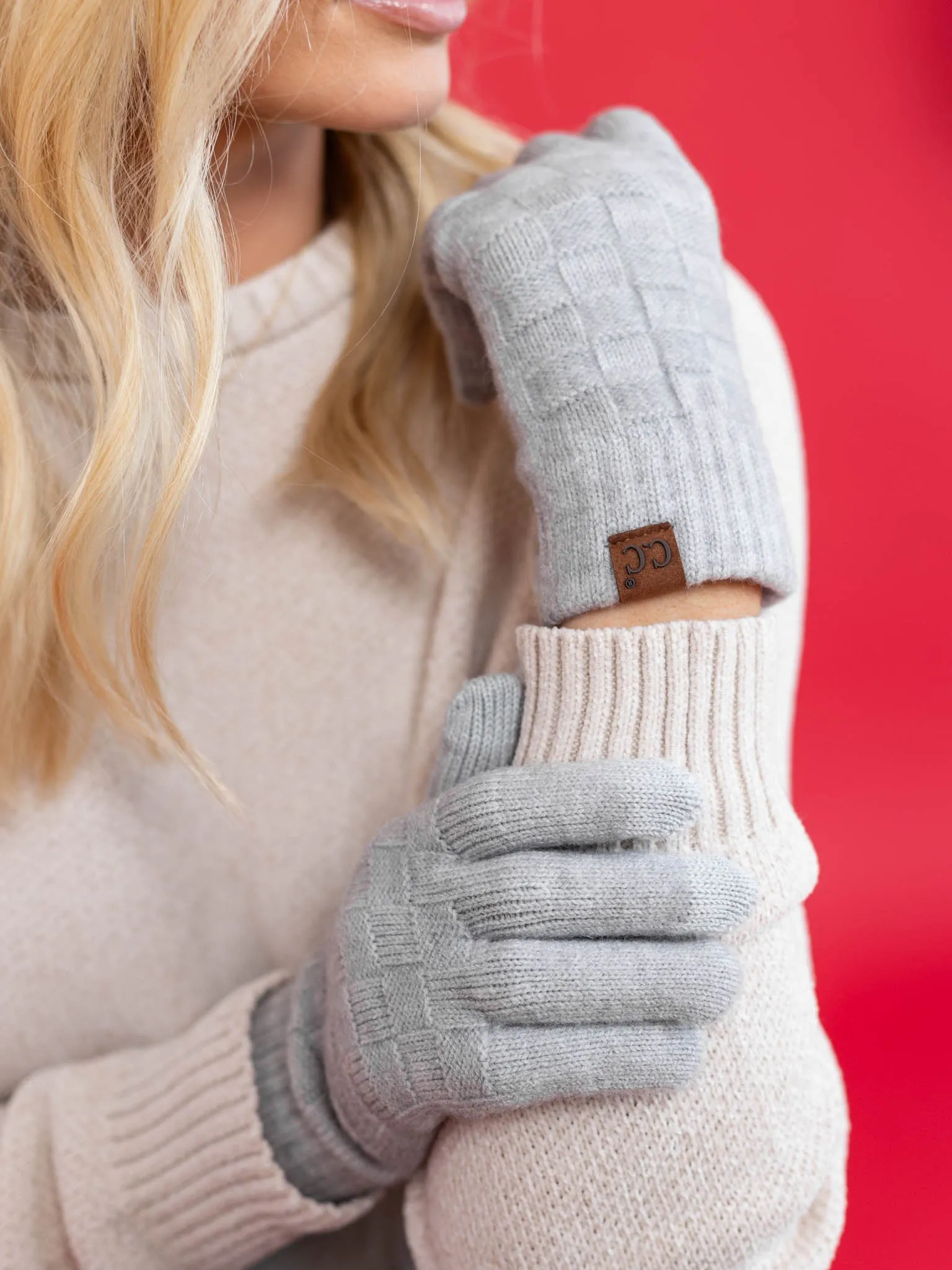 Woven Checkered Texture Gloves