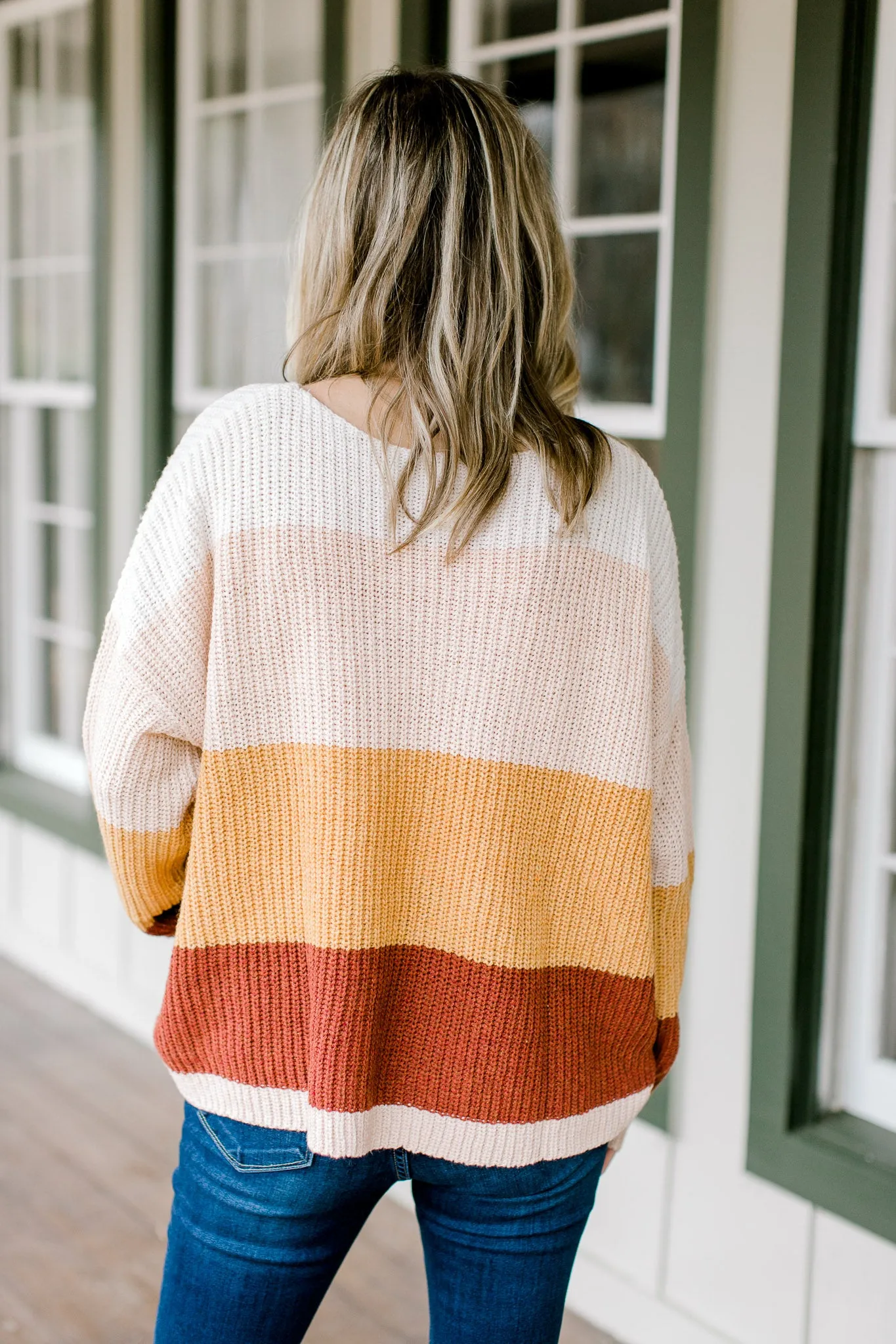 X Peachy Colorblock Sweater