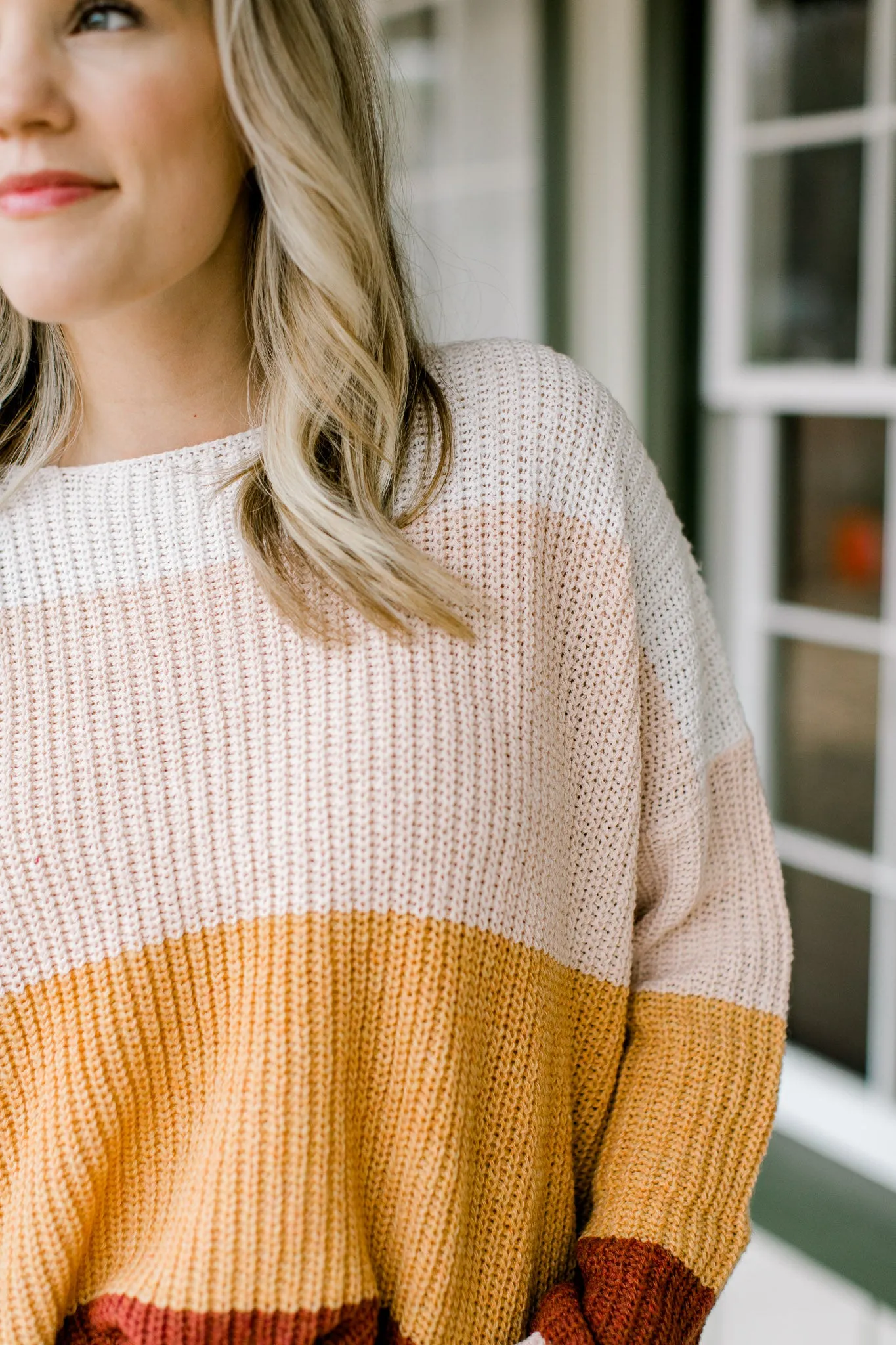 X Peachy Colorblock Sweater