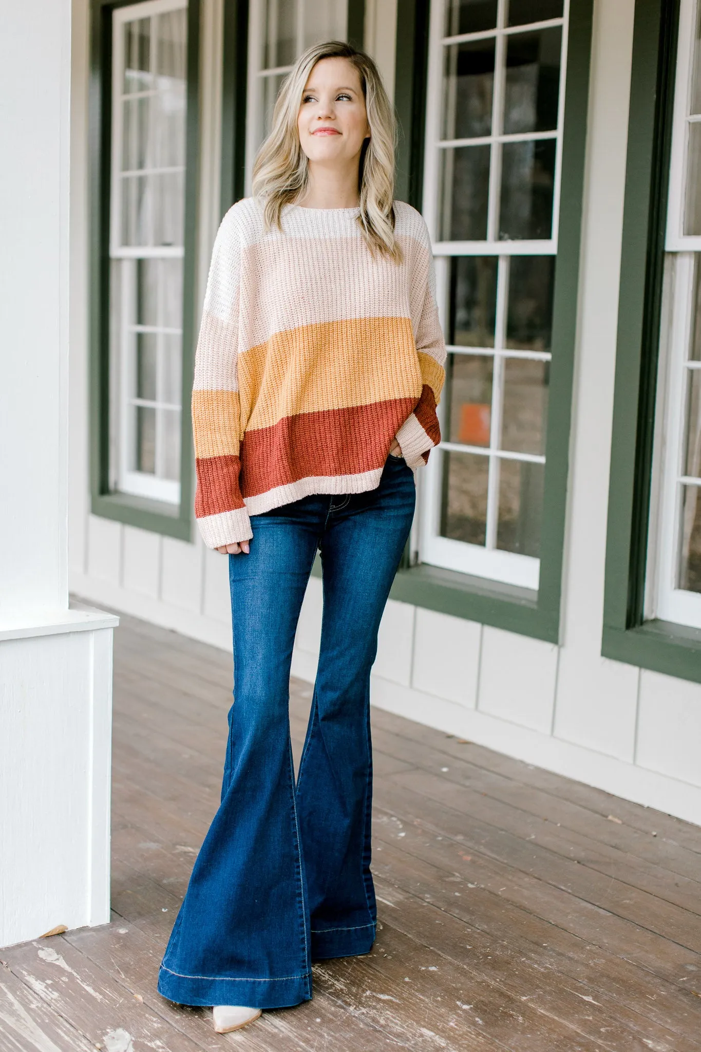 X Peachy Colorblock Sweater