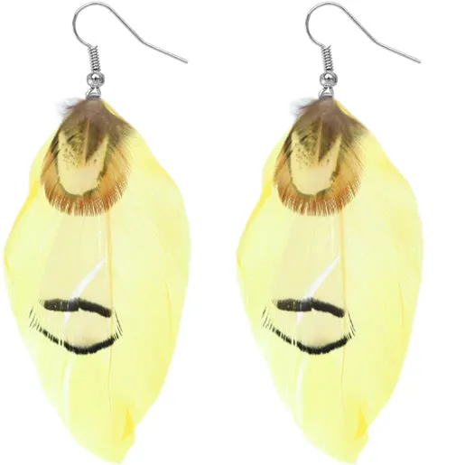 Yellow Soft Faux Feather Earrings