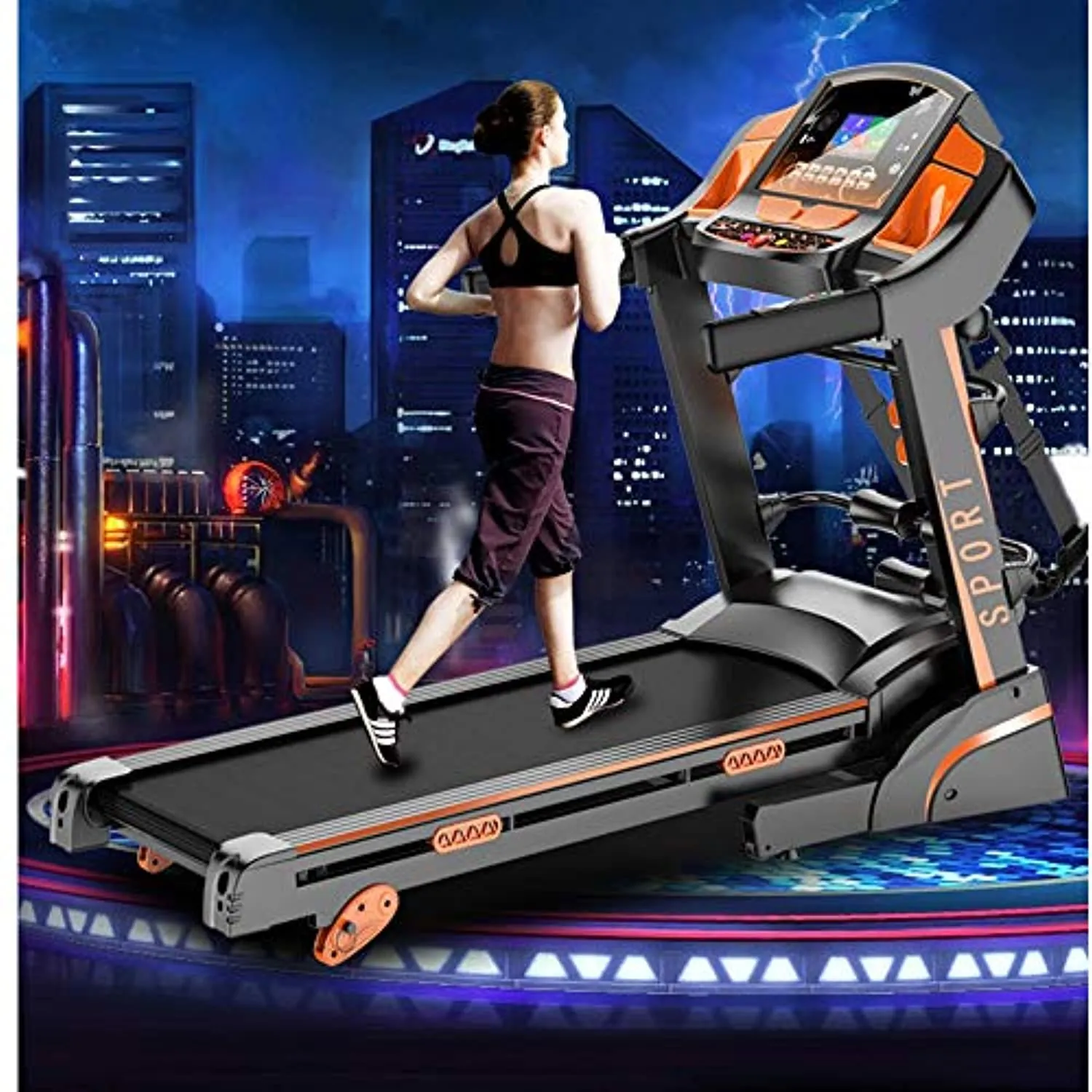 Zzfni Treadmill Multifunction Treadmill, Household Electric Folding Treadmill Mute Small Weight Loss Fitness Equipment Foldable Treadmill